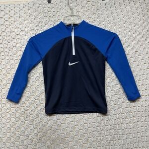 Nike Dri-Fit Academy Pro Drill Soccer Top Youth Sz XS Blue Black 1/4 Zip DH9280